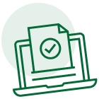 document on laptop icon illustration