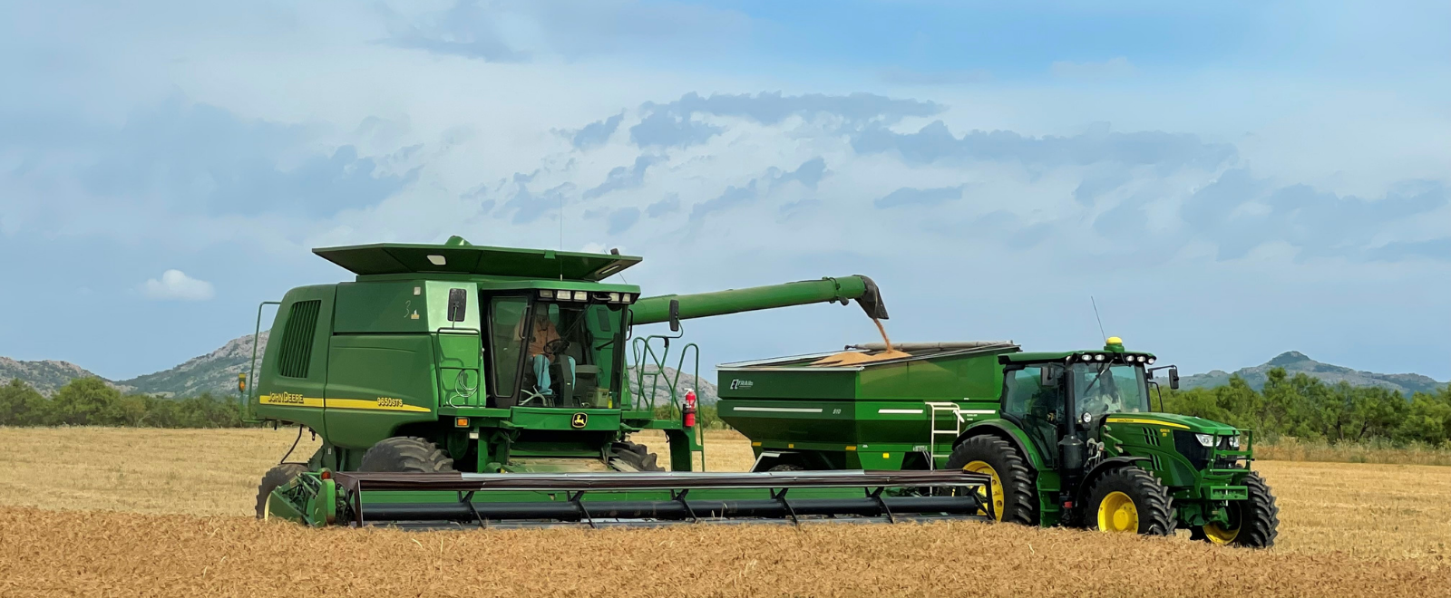 Combine harvester in western Oklahoma